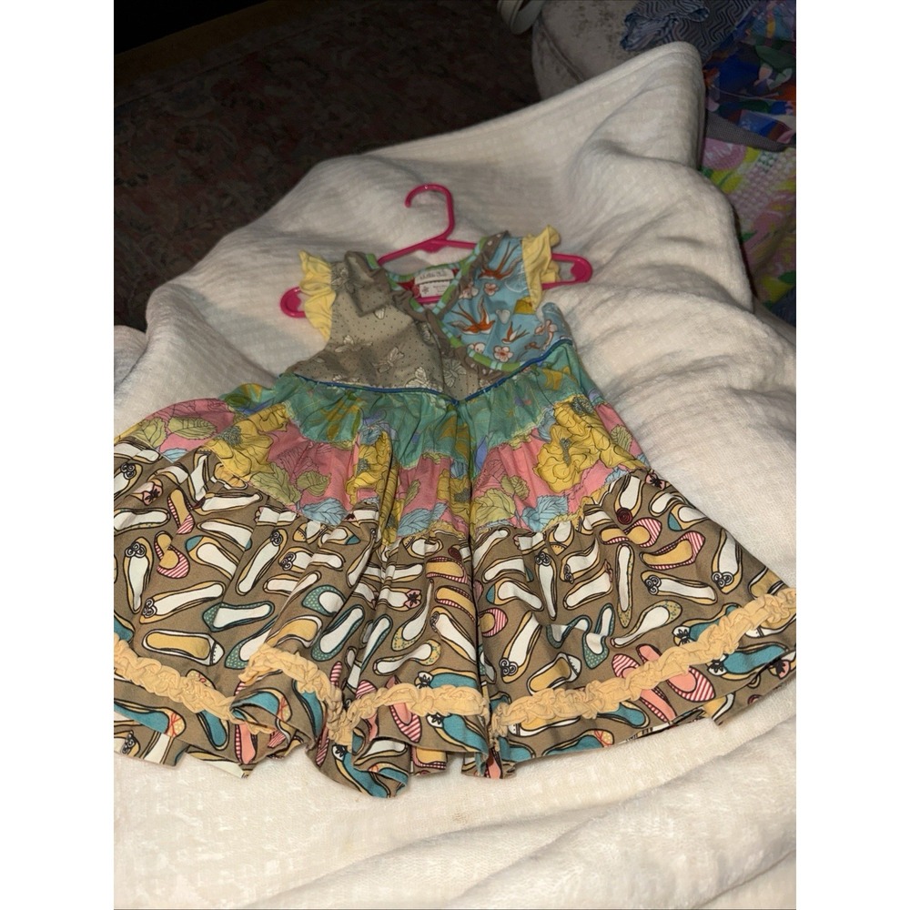 Matilda Jane Dress Girls Size 2 Adorable Dress Ruffled Cap Sleeves